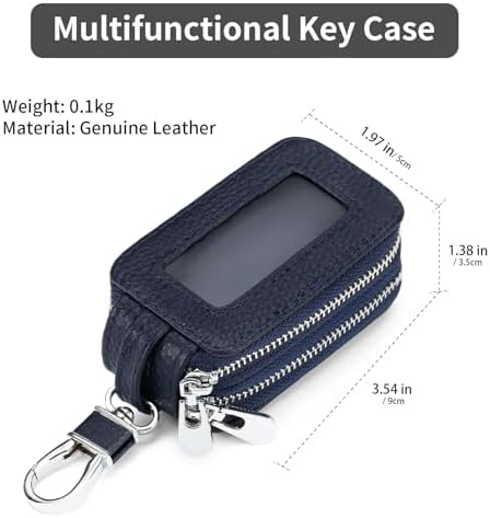 SENDEFN Car Key Fob Case Double Zipper Leather Smart Remote Keychain Protector - Image 2