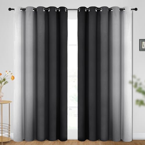 SimpleHome Ombre Black to Grey White Curtains - Image 2