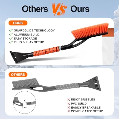 27" Heavy Duty Snow Brush and Ice Scraper | Scratch-Free Bristle Head & - Image 5