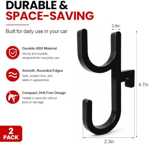 2 PCS Car Umbrella Hook, Silent & Stable Rain Gear Hook Universal Towel Holder - Image 2
