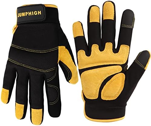 Work Gloves for Men, Performance Fit, Touch Screen, Abrasion Resistant by JUMPHIGH