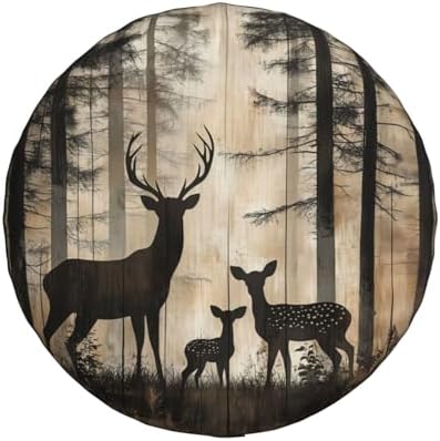 Spare Tire Cover for RV Camper, Retro Deer Forest Tire Cover Protectors by Unknown