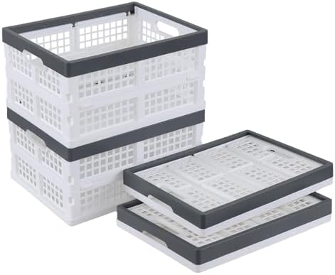 15 L 4-Pack Plastic Folding Storage Crate, Stackable Collapsible Milk Crates - Image 7
