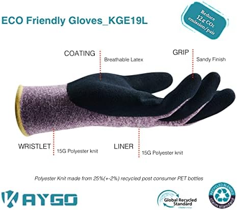 KAYGO Women's Work Gloves, Sandy Latex Grip, Breathable - Image 2