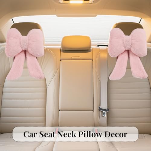 2 Pack Bow Car Headrest Pillows Plush Neck Pillows - Image 3