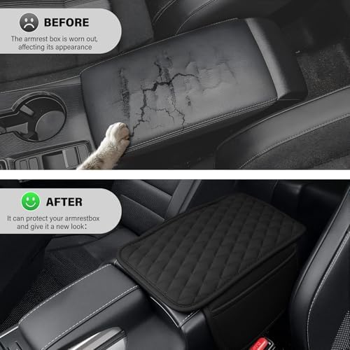 Amiss Car Center Console Cover, Upgraded Leather Car Armrest Cushion - Image 5