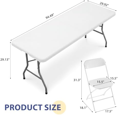 DUMOS 8 FT Folding Picnic Table - Image 3
