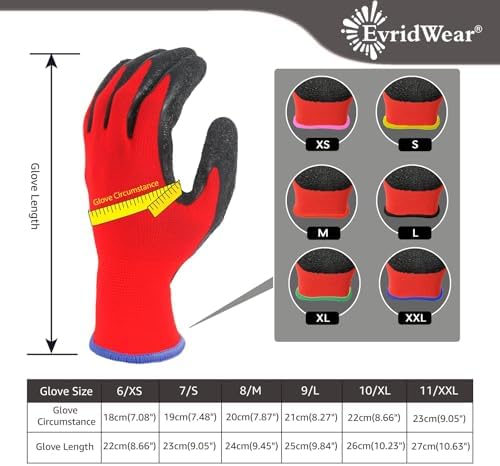 Evridwear Crinkle Latex Rubber Coated Safety Work Gloves - Image 3