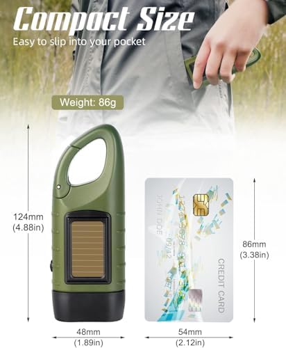 SEANCHEER Hand Crank Solar Powered Flashlights, Compact Emergency LED - Image 5
