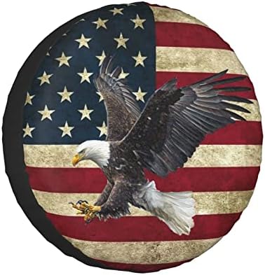 Spare Tire Cover Bald Eagle American Flag Tire Covers Protector Wheel Tire by BMPUDERY