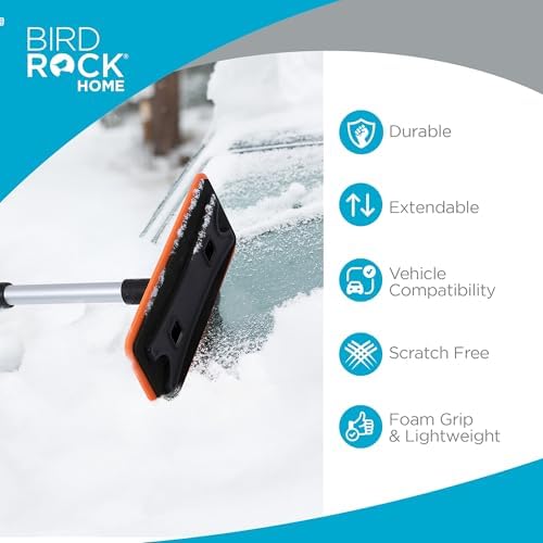 BIRDROCK HOME 36" Extendable Snow Pusher Brush & Detachable Ice Scraper - Image 4