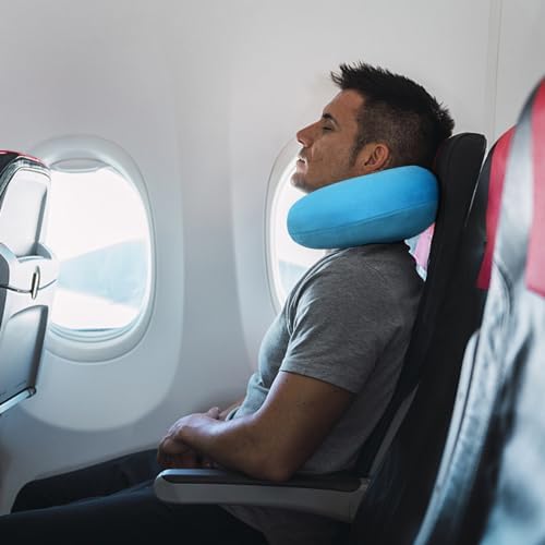 Travel Neck Pillow U-Shaped Memory Foam Airplane Pillow Lake Blue - Image 7