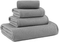 MICROFI Waffle Weave Bath Towel Set, Microfiber, 4 Pieces, Quick Dry, by Unknown