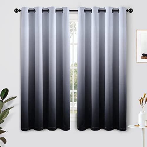 SimpleHome Ombre Gradient Black White to Gray Curtains by SimpleHome