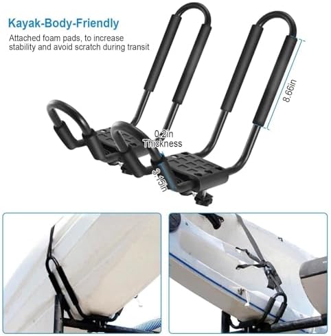 Kayak Roof Rack, 1 Pair Heavy-Duty Iron Universal J-Bar Carrier - Image 3