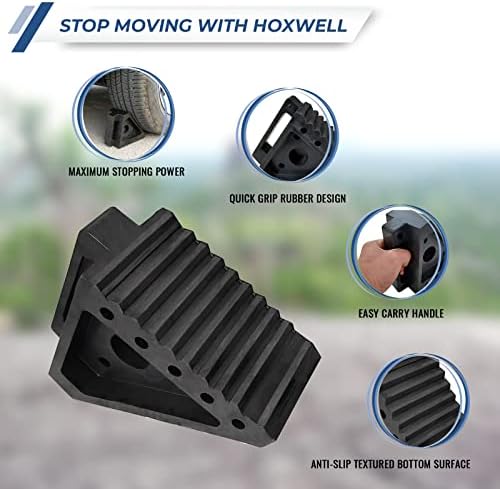 HOXWELL Solid Heavy Duty Rubber Wheel Chocks 4 Packs, Premium Wheel Stopper - Image 3