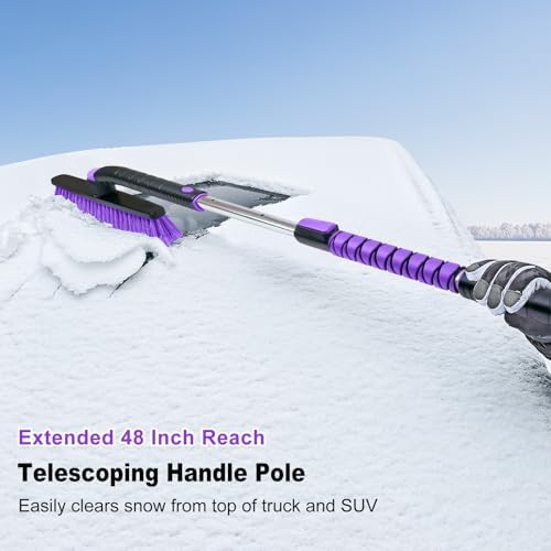 HEEYA 48 Inch Long Snow Brush for SUV, Extendable Ice Scraper and Brush - Image 2