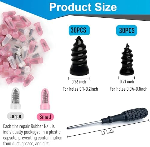 60Pcs Tire Repair Rubber Nail Kit - Image 2