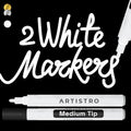 ARTISTRO White Acrylic Paint Markers - 3mm Medium-Tip - Set of 2 by ARTISTRO