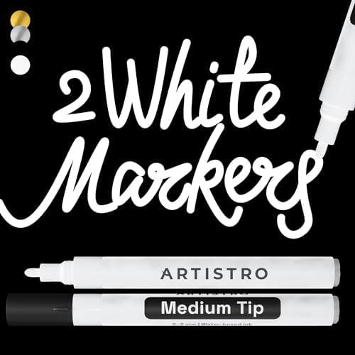 ARTISTRO White Acrylic Paint Markers - 3mm Medium-Tip - Set of 2 by ARTISTRO