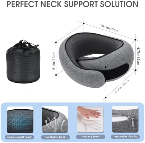 Neck Travel Pillows for Airplanes Memory Foam Neck Comfort Pillow Compact - Image 2