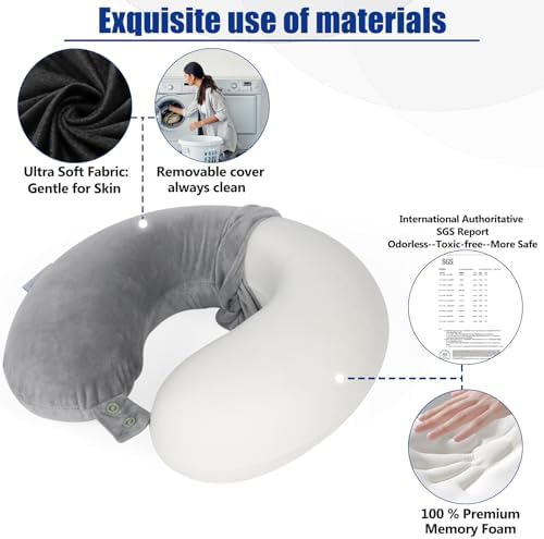 SAIREIDER Airplane Pillow 100% Memory Foam Neck Pillow - Image 4