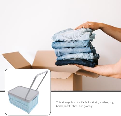 Collapsible Storage Bin with Wheels and Lids Stackable Folding Storage Box - Image 6