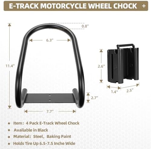 4-Pack E-Track Wheel Chock for E-Track System, Motorcycle Wheel chock - Image 2