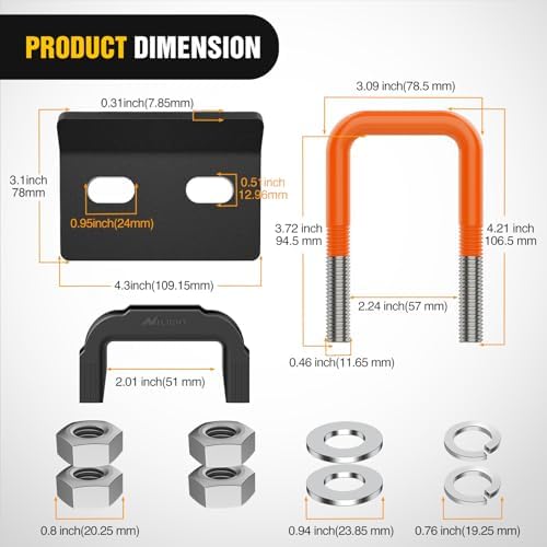 Nilight Trailer Hitch Tightener Anti-Rattle Orange U-Bolt - Image 2