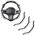 Carbon Fiber Steering Wheel Cover Universal 3pcs Protector Glossy White by HOME