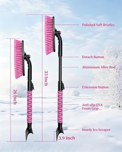 Pink 35" Snow Brush and Ice Scraper - Image 7