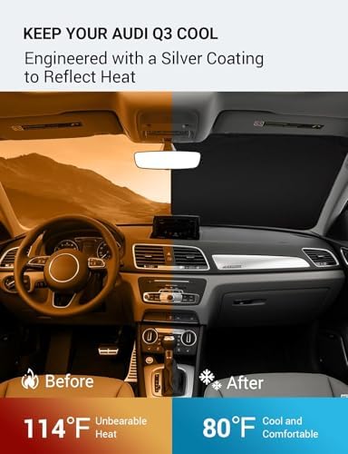 Proadsy Custom Fit 2015-2018 Audi Q3 Windshield Sun Shade, Blocks Heat - Image 3