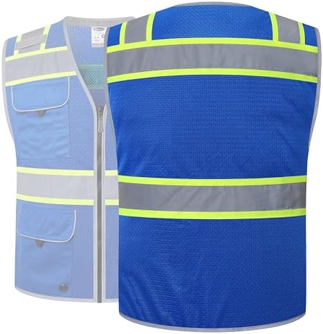 JKSafety Hi-Vis Unisex Surveyor Safety Vest Heavy Duty PPE Inner Pockets - Image 2