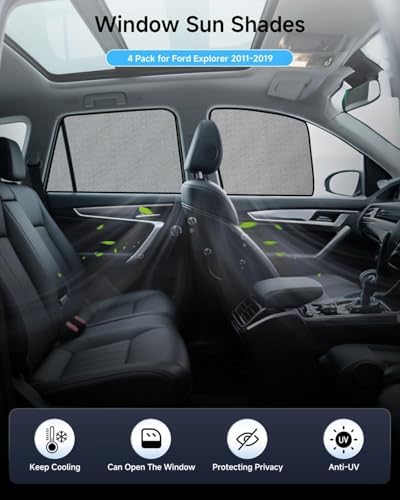 Car Window Shade for Ford Explorer 2011-2019, 4 Pack Magnetic Mesh Sun Shades - Image 2