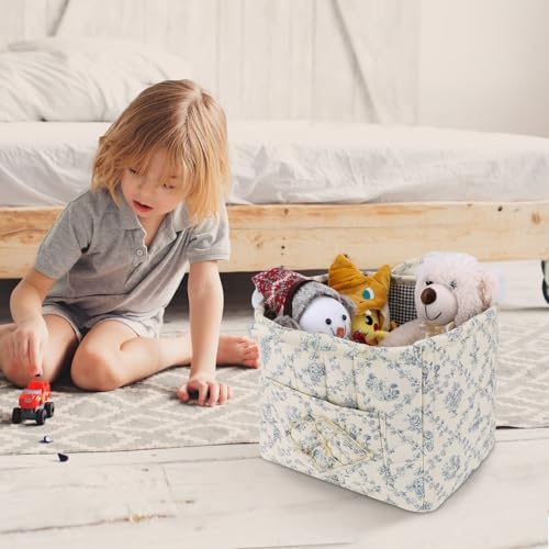 Storage Basket Boho Fabric Large Collapsible Floral Laundry Nursery Hamper - Image 3