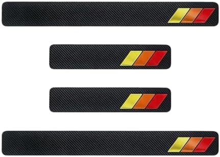 Craedli 4PCS Tri-Color Door Sill Protectors, Carbon Fiber Car Front Rear Door by Unknown
