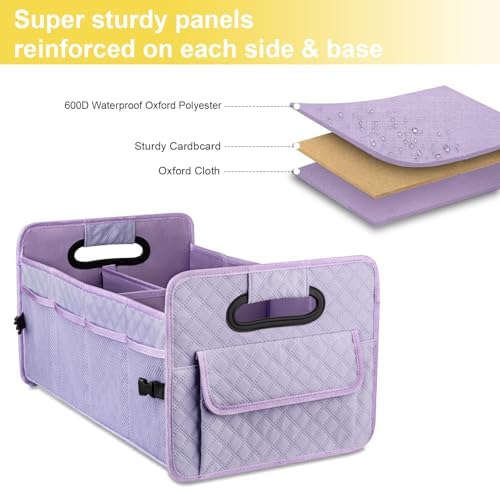 Car Trunk Organizer for SUV, Collapsible Car Storage Organizer Light Purple - Image 2