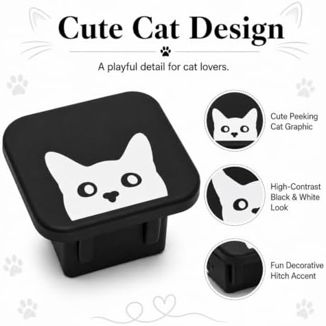 2 Inch Peeking Cat Trailer Hitch Cover, Cute Rubber Receiver Tube Hitch Plug - Image 5
