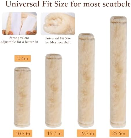 Amooca 25.6in Extra Long Furry Universal Car Seatbelt Cover Shoulder Pad - Image 2