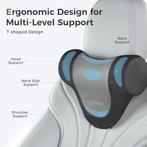 Coverado Car Headrest Pillow, Ergonomic Memory Foam Car Neck Pillow - Image 2