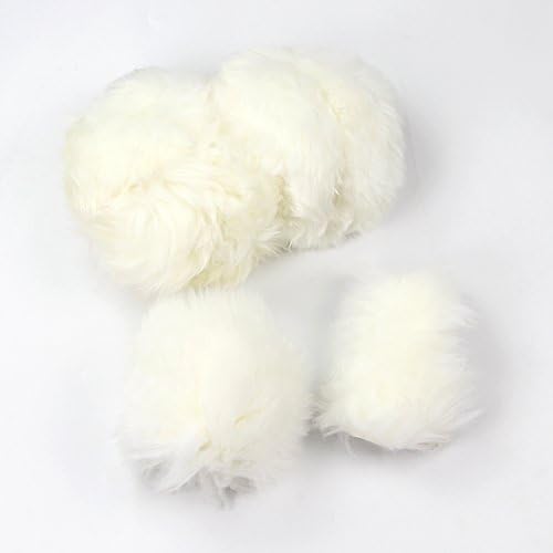 White Fluffy Sheepskin Car Steering Wheel Covers - Image 3