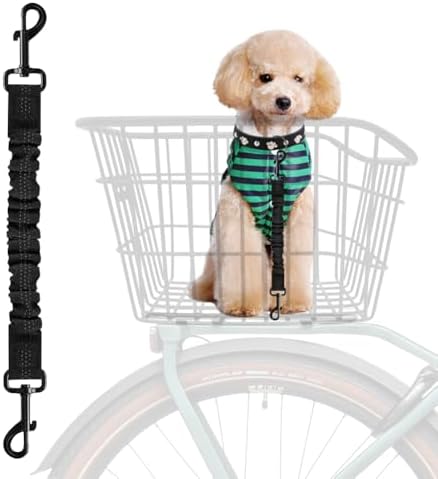 Dog Seat Belt for Bike Basket, Shock Absorbing Lead Bicycle Safety Leash by WelcometoMATTISAM