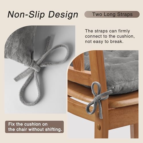 OVOV 6 Pack Chair Cushions for Dining Chairs 15.5"x15.5" Light Grey - Image 3