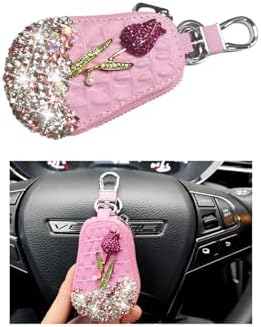 Mandark Bling Car Key Case, Genuine Leather Crystal Rhinestone Vehicle Key Fob by Unknown
