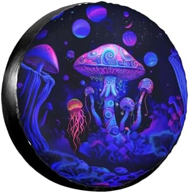 Cute Boho Mushrooms Spare Tire Cover Purple Pink Weatherproof Wheel Protectors by MAGIFUN