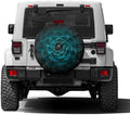 Delerain Teal Cactus Spare Tire Cover by Delerain