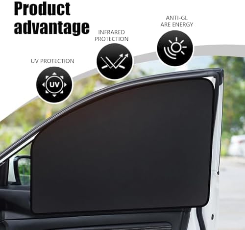 4 PCS Car Front and Rear Side Window Sunshade, 18.8" x 24.4" x 12.9" + 31.4" x - Image 4