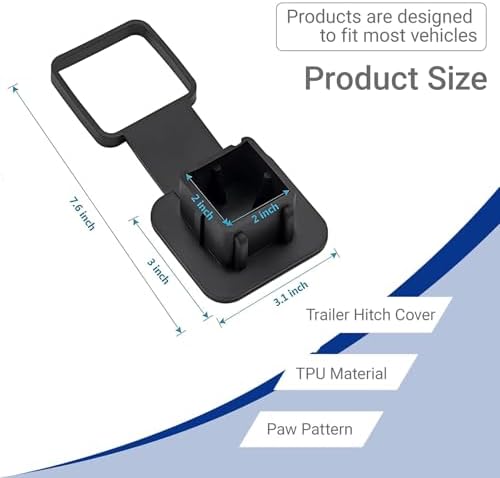 2 Inch Trailer Hitch Cover, Rubber Dustproof Waterproof Receiver Plug, Tow - Image 2