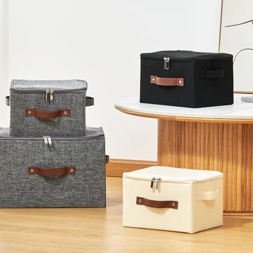 2PCS Storage Bins with Zipper Lids Decorative Lidded Basket Box - Image 6