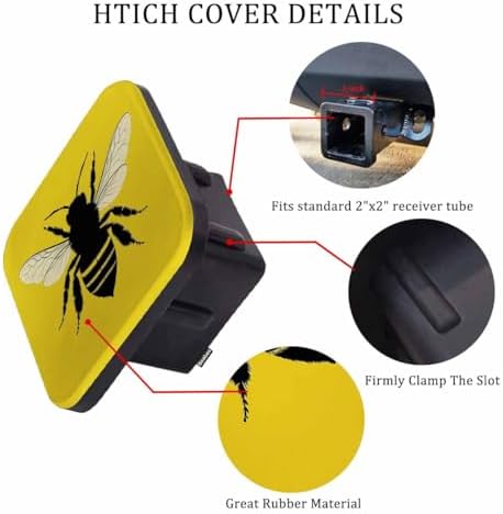 2 Inch Bee Trailer Hitch Cover, Nature Honey Bee Yellow Hitch Cover Fit - Image 3